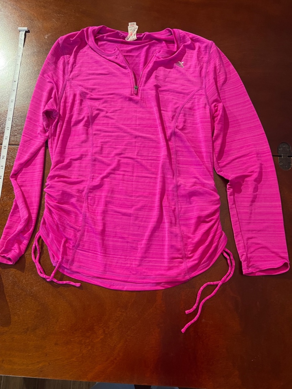 ZeroXposur Fuchsia Ruched Tie-Side Long Sleeve Swim Coverup